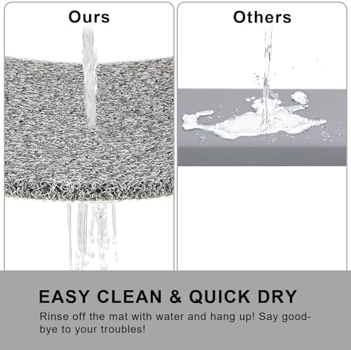 Nonslip Bathtub Mat, Anti Slip Bath Mat 0.6" Extra Thick, Quick Dry Bath Tub Anti Slip Shower Mat, Loofah Non-Slip Bath Mat for Tub Bathroom Pool Kitchen Entryway Home Hotel(Grey 24x24) - Image 4