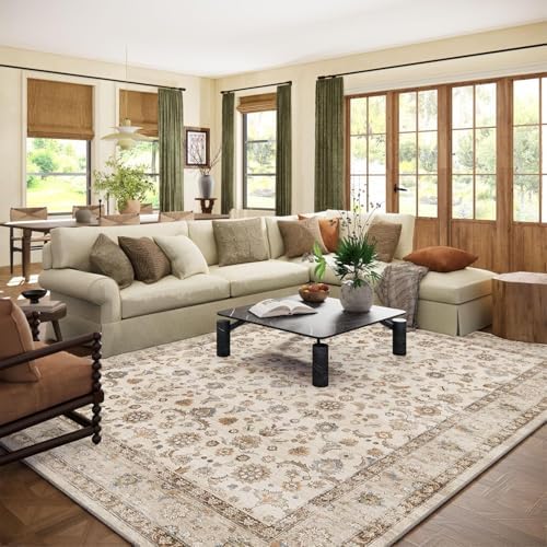 10x14 Area Rug Washable Rugs: Large Living Room Rug Stain Resistant Non Slip Distressed Vintage Low Pile Soft Carpet Rugs for Bedroom Farmhouse Dining Room Kids Playroom Nursery by palohom