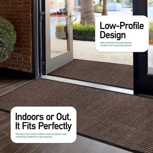 MaxMat® Oversized Rubber Door Mat - Heavy Duty, Waterproof, Low-Profile, Easy to Clean, Commercial Floor Mat (4 x 16 Feet, Brown, MXM-RIB0316BK) - Image 3