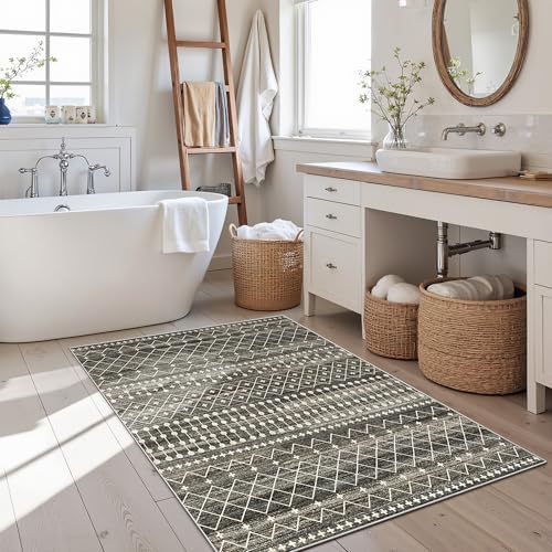 Miukiki 2x3 Entryway Rug Washable Non Slip Moroccan Area Rugs Black - Image 7