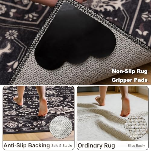 RCTJHOME 4x6 Black Floral Gothic Washable Area Rug Non-Slip Soft Carpet - Image 5