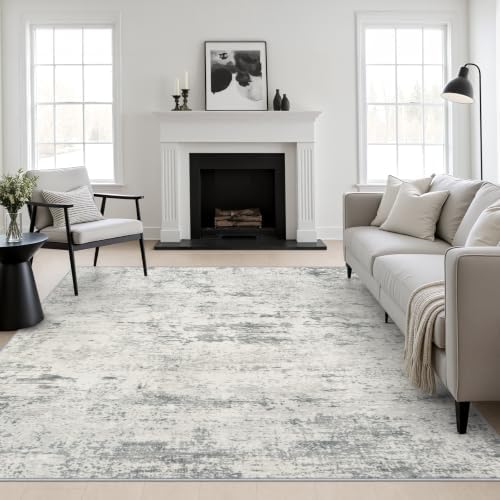Area Rug Living Room: 8x8 Modern Washable Indoor Soft Carpet Gray by FXRHLP