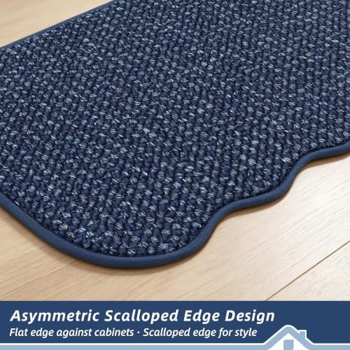 BEQHAUSE Kitchen Rugs Scalloped Edge Kitchen Sink Rug, 17x30in, Blue - Image 5