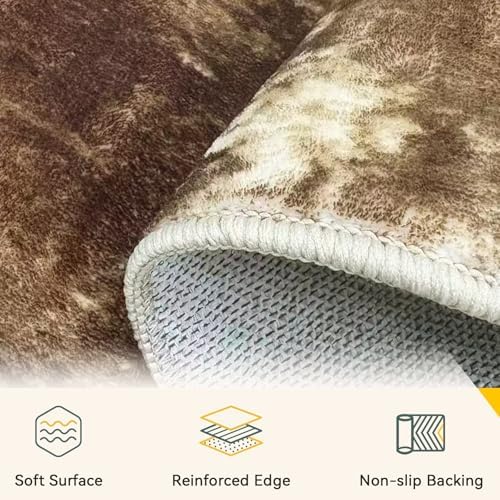RELEANY Washable 3'x5' Abstract Area Rug for Living Room Brown Tan - Image 4