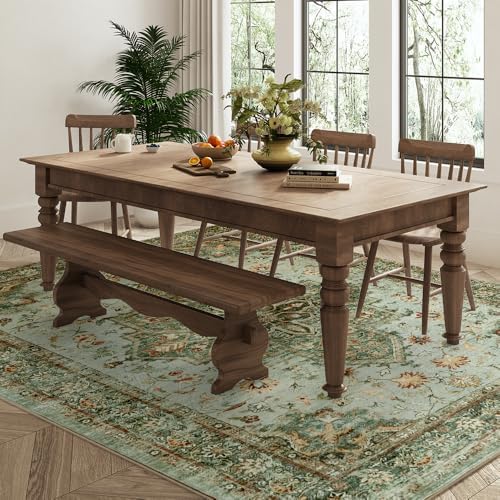 4x6 Green Washable Area Rug for Living Room, Vintage Print - Image 5