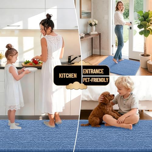 OLANLY Thick Chenille Bathroom Runner Rugs Mats 70x24, Cornflower Blue - Image 6
