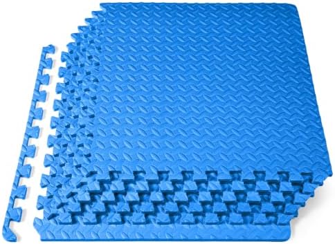 ProsourceFit Exercise Puzzle Mat ½-inch, EVA Interlocking Foam Floor Tiles for Home Gym, Workout Equipment, Kids Play Areas, Blue, 24 SQ FT - 6 Tiles by ProsourceFit