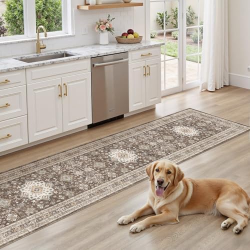 cotiled 2x6 Hallway Runner Rug for Entryway, Non-Slip Vintage, Dark Brown - Image 7