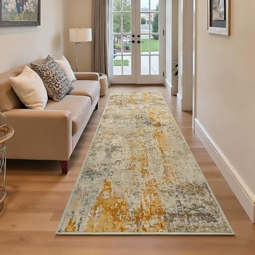 Runner Rug for Kitchen Beige Hallways Runner Rug Non Slip 2'6''x8' Washable Long Runner Rugs with Rubber Backing Soft Abstract Carpet Runner for Entryway, Kitchen, Bedroom, Bathroom by OmpaaHomeDecor