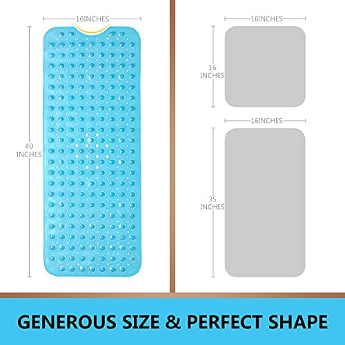 Upgrade Baby Bath Mat Non Slip Extra Long Bathtub Mat for Kids 40 X 16 Inch - Eco Friendly Bath Tub Mat with 200 Big Suction Cups,Machine Washable Shower Mat,Blue - Image 4