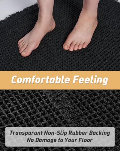 Upgraded Waffle Bath Mat Set of 2 Absorbent Bathroom Mat 18"x30" + 24"x48" - Image 4