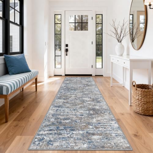 Hallway Runner Rug 3x10 Textured Non Slip Carpet Runner,Abstract Multi - Image 3