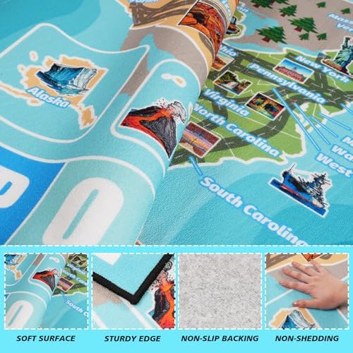 Kids Car Road Play Rug 8x10 ft, ABC City Map Car Rug Play Mat - Image 4
