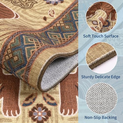 GarveeHome Tiger Print 2'x6' Washable Runner Rug Non Slip Boho Hallway Rug - Image 4