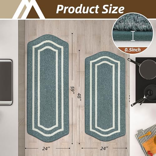 COSY HOMEER Kitchen Rugs Set of 2 Non Slip Kitchen Mats for Floor,Lake Blue - Image 7