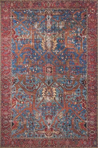 Loloi Loren Blue/Red 3'-6" x 5'-6" Accent Rug by Unknown