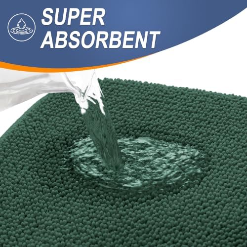 OLANLY Memory Foam Bathroom Runner Rugs 47x17, Long Mats, Blackish Green - Image 3