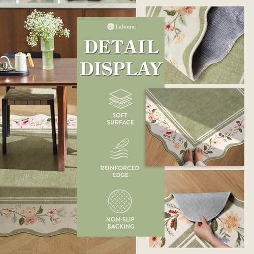 Lahome Round Dining Room Rug 6ft, Green Floral Area Rug - Image 5