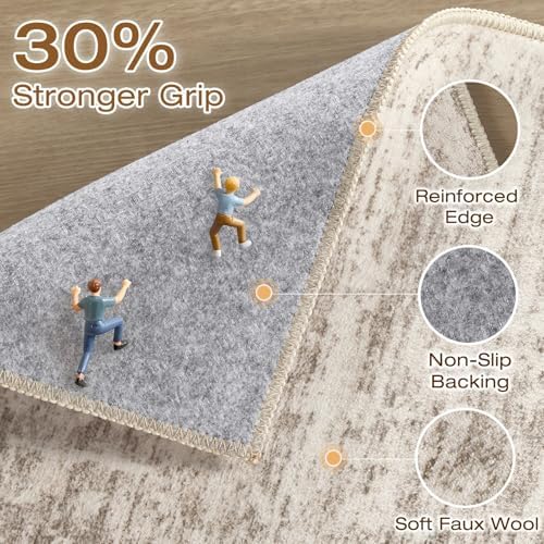 LOONGRUG Runner Rug 2x6 Machine Washable Non-Slip Kitchen Neutral Rug Beige - Image 3