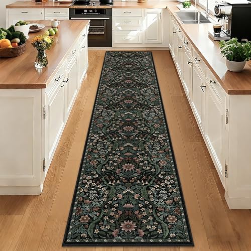 2x10 Floral Runner Rug for Kitchen Washable Hallway Runner Rug by NakedCloud