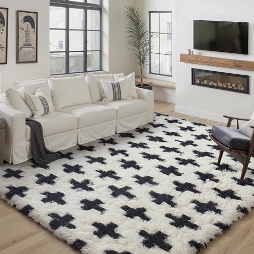 PureCozy Soft Shag Rug 8x10 Living Room High Pile Non-Slip Fluffy Carpet - Image 4