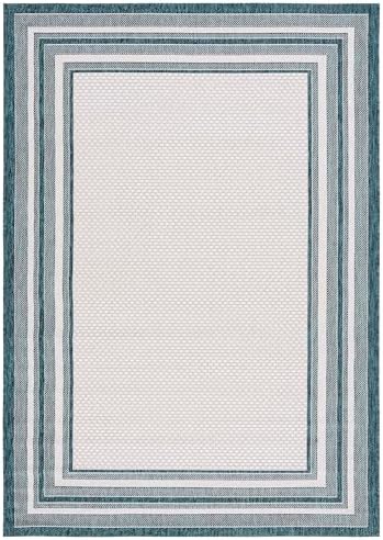 SAFAVIEH Courtyard Outdoor Area Rug 6'7"x9'6", Ivory & Teal CY8475-53512 - Image 3
