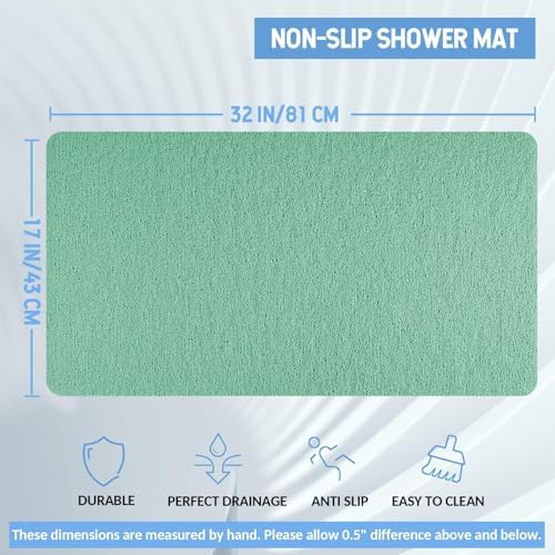 Hargiis Non-Slip Bathtub Mat, Anti Slip Shower Mat, Fast Drying Bathtub Mats, Foot Scrubber Mat, Anti Slip Mat for Tub, Floor, Bathroom, Kitchen, Home, Hotel (Light Green 32"×17") - Image 2