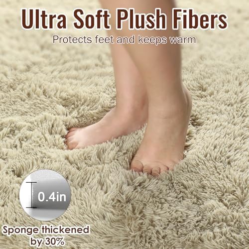 Fluffy Large Living Room 5x7 Area Rugs,Fuzzy Shaggy Rug Plush Beige Carpets - Image 6