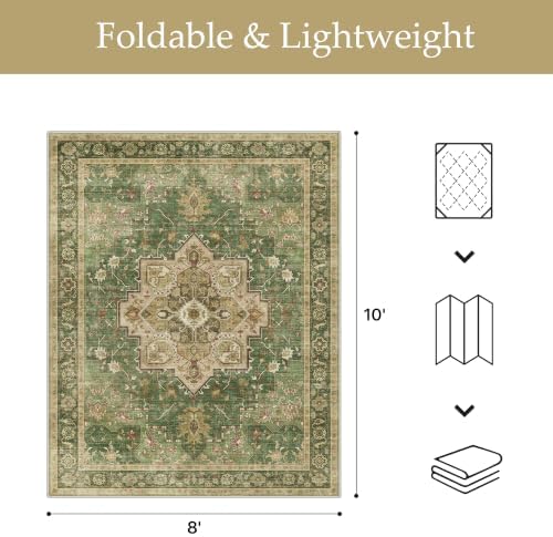 GENIMO Indoor Outdoor Rug, Washable for Patio and Deck, Forest Green, 8x10 - Image 2