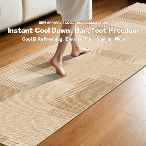Faux Linen Washable Runner Rug Water Absorbent Surface 2x6 Beige - Image 5