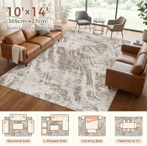 DMOYEST 10x14 Washable Area Rug Abstract Modern Non-Slip Indoor Carpet - Image 2
