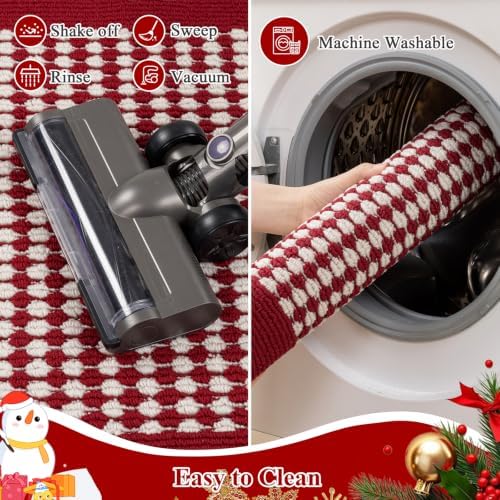 Ileading Christmas Indoor Doormat Washable Red Muddy Rugs for Dogs 32"x48" - Image 6