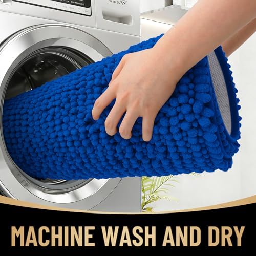 OLANLY Thick Chenille Absorbent Bathroom Rugs Mat 30x20, Royal Blue - Image 4