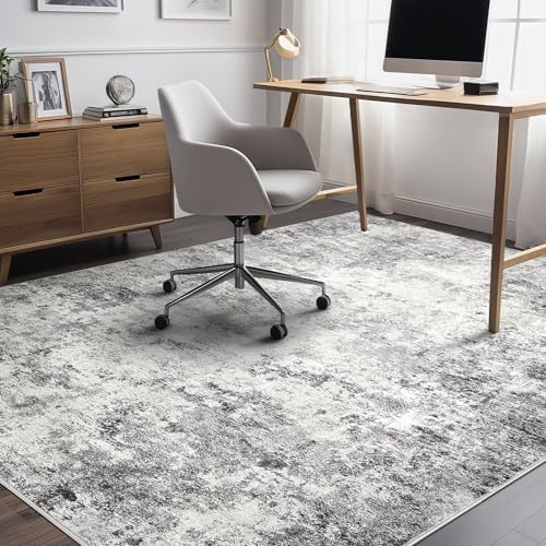 UERMEI 6x9 Washable Area Rug - Neutral Modern Abstract Living Room Rugs, Non-Slip Soft Large Indoor Floor Carpet for Bedroom Home Office & Under Dining Table Decor, Grey - Image 5