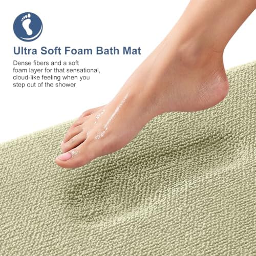 OLANLY Thick Memory Foam Bathroom Rugs 36x24, Absorbent Bath Mat, Vanilla - Image 2