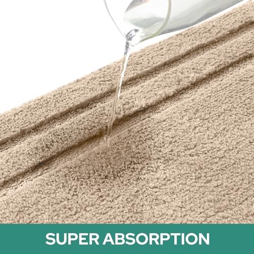 HOMEIDEAS Beige Bathroom Rugs Set of 3, Non Slip Bath Mats - Image 4