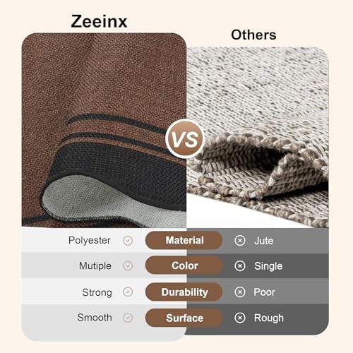 Scalloped Easy Jute Kitchen Rug 2x3 Front Door Mat Black Brown Entryway Rug - Image 3