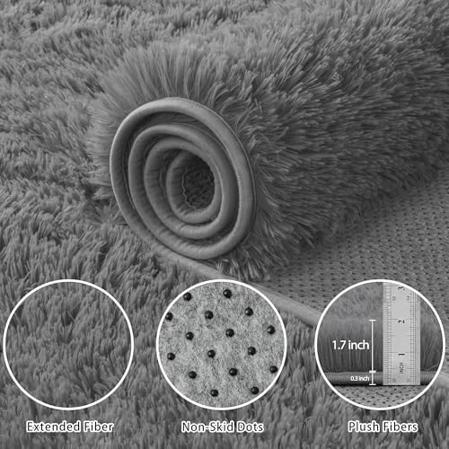 8x10 Area Rug for Living Room,Dark Gray Fluffy Shag Non-Slip Bedroom Rugs - Image 6