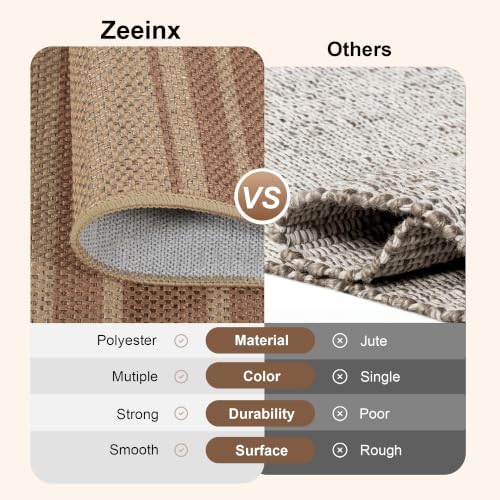 6x9 Striped Easy Jute Washable Outdoor Patio Rug for Living Room Indoor Outdoor Geometric Neutral Carpet for Backyard Patio Dining Room Office - Image 5