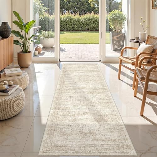 2x8 Runner Rug Non Slip,Washable Hallway Runner Rug,Beige - Image 3