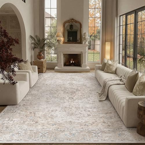 HUGEAR Beige Area Rugs 8x10 Washable Rug Indoor Carpet by HUGEAR