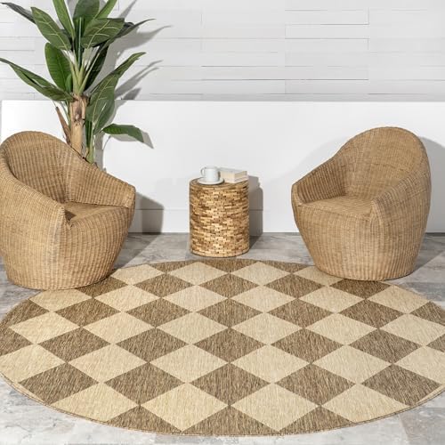 nuLOOM Sabina Brown Trellis Power Loomed Indoor/Outdoor Area Rug, 8' Round by nuLOOM