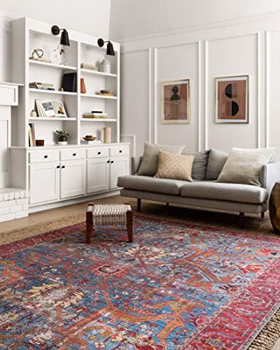 Loloi Loren Blue/Red 3'-6" x 5'-6" Accent Rug - Image 2
