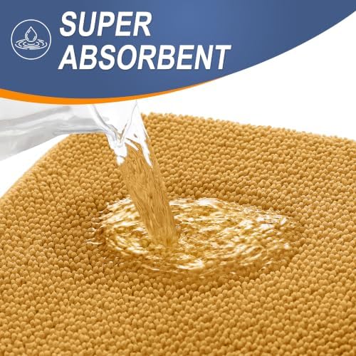 OLANLY Memory Foam Bathroom Runner Rugs 47x24, Long Bath Mat, Golden Yellow - Image 3