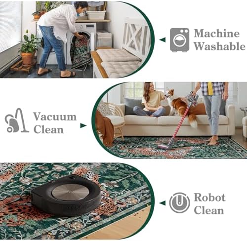 Moynesa Leopard 5x7 Area Rug, Boho Washable Living Room Rug, Non Slip Rugs for Bedroom, Ultra Thin Soft Animal Print Throw Floor Carpet for Office Dining Room, Green - Image 3