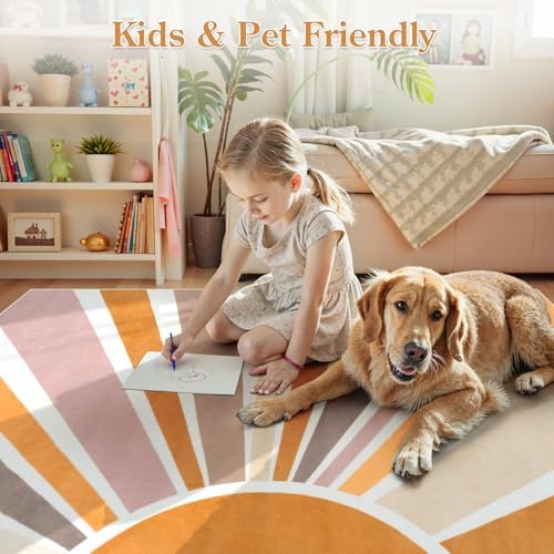 STARUIA Boho 5'x7' Area Rug, Washable Kids Rug for Playroom Classroom Dorm - Image 3