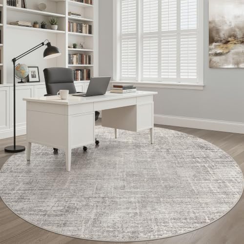 LOONGRUG Round Rug 7x7 Washable Neutral Modern Living Room Rug Brown Gray - Image 7