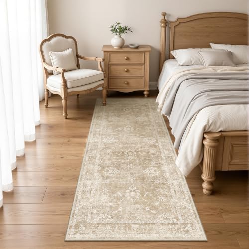 Madane Runner Rug 3x8 for Hallway, Kitchen Non-Slip Runner Rug Beige/Brown - Image 4
