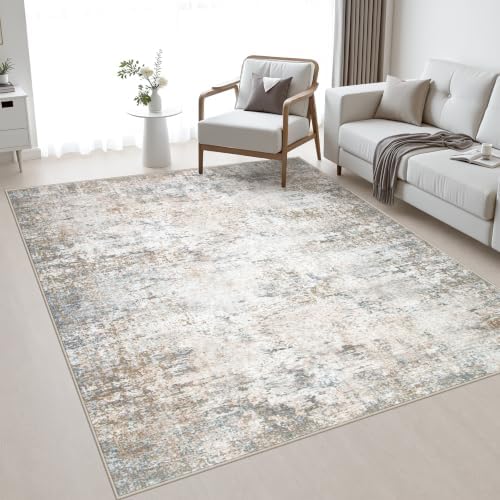 Area Rug Living Room: 4x6 Modern Washable Indoor Soft Carpet Brown by FXRHLP