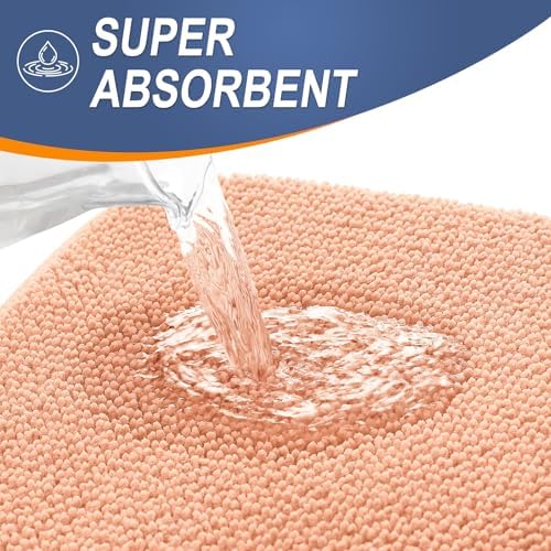 OLANLY Thick Memory Foam Bathroom Rugs 30x20, Absorbent Bath Mat, Peach - Image 3